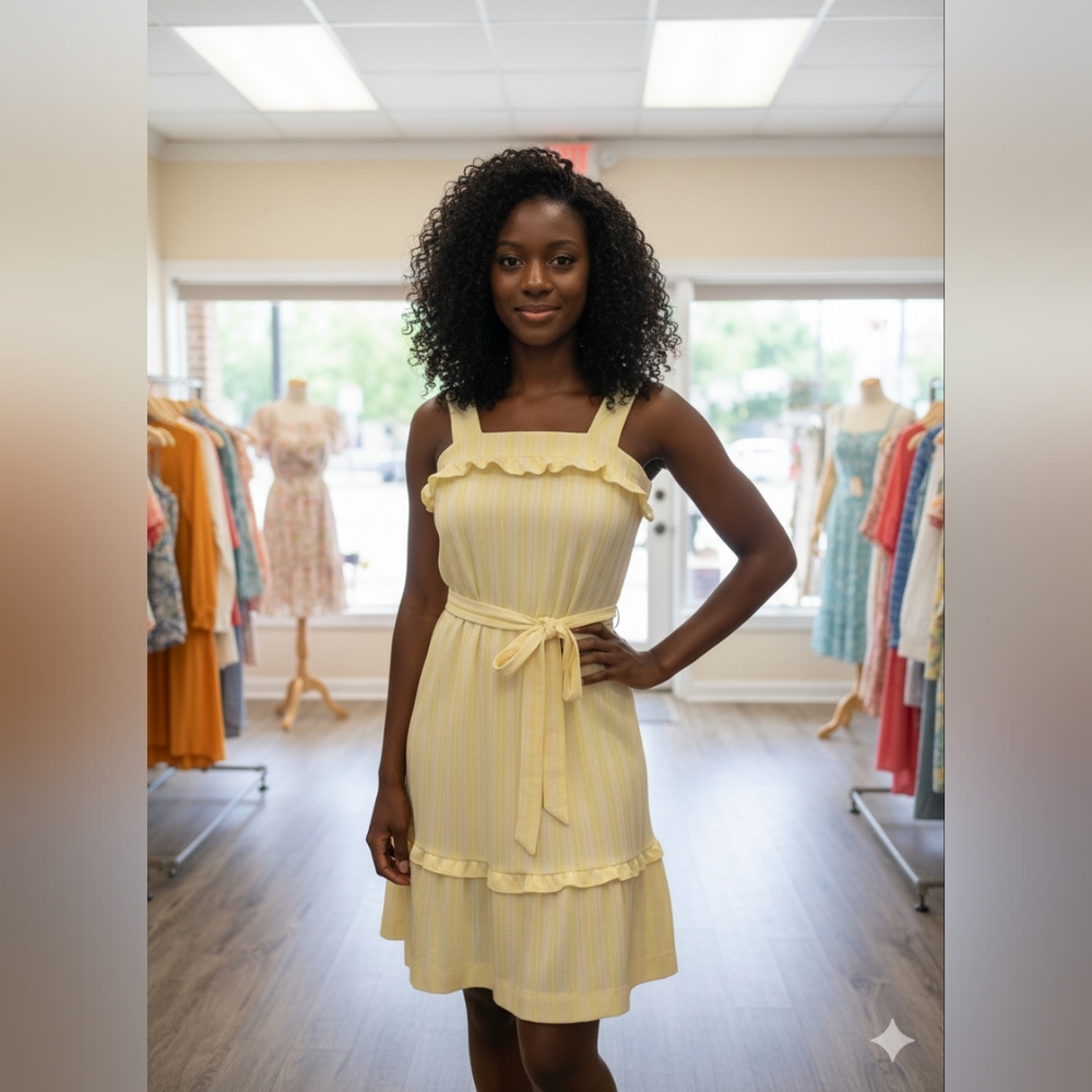 1960's Flirty Yellow Ruffle Sundress - Picture 5 of 5